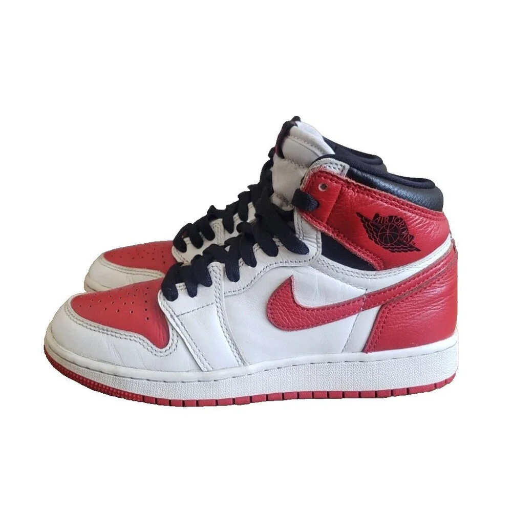 Nike Air Jordan 1 Mid Gym Red White Black 575441-161 Youth Size 4